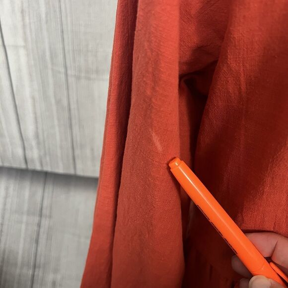 Fancy Inn Woman's Large Orange Long Sleeve V-Neck With Pockets Dress, NWT - Picture 5 of 8